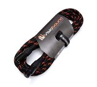 VisioSound Premium Tweed Male to Female XLR Mic Lead/Braided Balanced Microphone Cable (Black/Red, 10m)