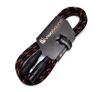 VisioSound Premium Tweed Male to Female XLR Mic Lead/Braided Balanced Microphone Cable (Black/Red, 3m)