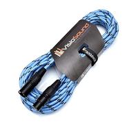 VisioSound Premium Tweed Male to Female XLR Mic Lead/Braided Balanced Microphone Cable (Blue/Black, 10m)