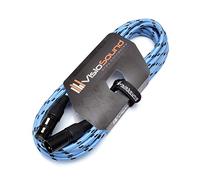 VisioSound Premium Tweed Male to Female XLR Mic Lead/Braided Balanced Microphone Cable (Blue/Black, 6m)