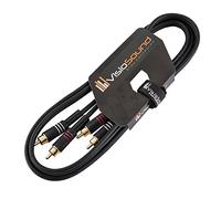 VisioSound Twin Phono 2 x RCA to 2 x RCA Phono Plug Twin Lead/Stereo DJ Hi-Fi Audio Cable 1.5m