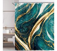 Visioun Teal Turquoise Emerald Green Marble Shower Curtain for Bathroom 72W*72H Inch Modern Abstract Texture Bathtub Decor Luxury Aesthetic Waterproof Polyester Fabric Set with 12 Hooks