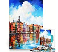 Visit Amsterdam Jigsaw for Teenagers 1000 Pieces Mental Improve Play Uniform Size Precise Pieces Family Fun Night Activity (38x52cm)