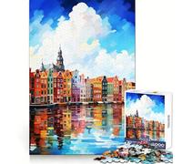 Visit Amsterdam Jigsaw Puzzles for Adults1000 Piece Brain Stimulation Calm Distraction Premium Cut Birthday Gift (38x52cm)