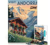 Visit Andorra Travel Poster 1000 Piece Jigsaw Puzzles Mind Challenge Toy High Precision Die Cut Amusing Challenge for Waiting Time (38x26cm)