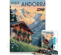 Visit Andorra Travel Poster 1000-piece Puzzle for Teenagers Mind Skill Fun Uniform Size Precise Pieces Relaxing Indoor Group Activity (50x75cm)