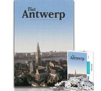Visit Antwerp 1000 Piece Jigsaw Puzzles for Teenagers,Family Game Stress Reliever Difficult Challenge Artists Collection,Fine Art 75x50cm