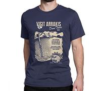 Visit Arrakis Dune T-Shirts for Men Science Fiction Novel Atreides Arrakis Harkonnen 100% Cotton Tee Shirt Short Sleeve T Shirts Navy Blue