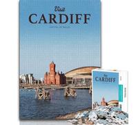 Visit Cardiff Jigsaw Puzzles for Adults Teenagers Jigsaws Puzzle,Help The Brain Exercise Addictive Toys to Cultivate Patience Suitable for Couples 75x50cm