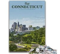 Visit Connecticut Jigsaw Puzzles for Teenagers, Educational Games Home Decoration Birthday Present, Gifts, Wall Art 1000pcs (26x38cm)