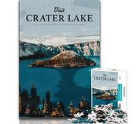 Visit Crater Lake 1000 Pieces Jigsaw Puzzles for Adults And Teens,Stress Reliever Difficult Challenge Deal As Gifts for The Whole Family 38x26cm