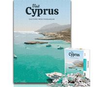 Visit Cyprus Jigsaw Puzzles for Teenagers 1000 Jigsaws,Stress Reliever Difficult Challenge Deal As Gifts for The Whole Family 38x26cm