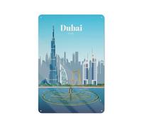 Visit Dubai Retro-style Metal Wall Sign 30x20cm for Home Bar Wall, for Home Interiors, Feature Walls And Decorative Displays