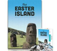 Visit Easter Island Jigsaw Puzzles for Adults Teenagers Jigsaws Puzzle,Toys Educational Games Stress Relieving Suitable for Desktop Decoration 38x26cm
