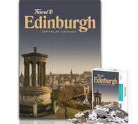 Visit Edinburgh 1000 Piece Jigsaw Puzzles for Adults,Learning Educational Toys Family Games with Matching Poster And Trivia Sheet 38x26cm