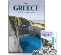 Visit Greece Jigsaw Puzzles for Teenagers 1000,Learning Educational Toys Family Games with Matching Poster And Trivia Sheet 50x75cm