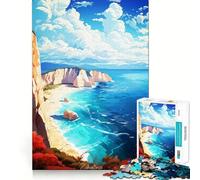 Visit Greece Oil Painting Jigsaw for Adults1000 Pieces Brain Focus Game Precision Cut Smooth Edges Amusing Challenge for Waiting Time (38x26cm)