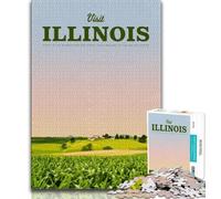 Visit Illinois Jigsaw Puzzles 1000 Pieces for Adults Teens,Help The Brain Exercise Addictive Toys to Cultivate Patience Parent-child Interaction 38x26cm