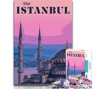 Visit Istanbul Jigsaw Puzzles for Adults Teenagers Jigsaws Puzzle,Toys Educational Games Stress Relieving Suitable for Desktop Decoration 50x75cm