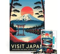 Visit Japan︰ Rising Sun Landscape Poster Jigsaw for Teenagers 1000 Pieces Mind Boost Fun Clean Cut Sturdy Components Heartwarming Gathering Activity (38x52cm)