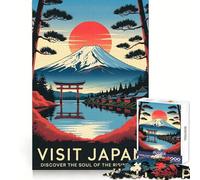 Visit Japan︰ Rising Sun Landscape Poster Jigsaw Puzzle for Teenagers 1000 Pieces Sharp Recall Quiet Recreation Uniform Cut Unique Xmas Gift (38x52cm)