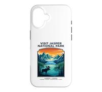Visit Jasper National Park Alberta Canada Retro Moose Case for iPhone 16