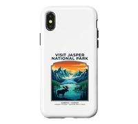 Visit Jasper National Park Alberta Canada Retro Moose Case for iPhone X/XS