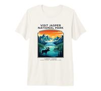 Visit Jasper National Park Alberta Canada Retro Moose Premium T-Shirt