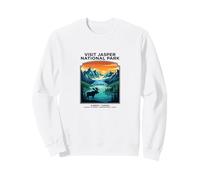 Visit Jasper National Park Alberta Canada Retro Moose Sweatshirt