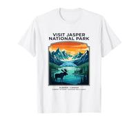 Visit Jasper National Park Alberta Canada Retro Moose T-Shirt