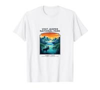 Visit Jasper National Park Alberta Canada Retro Moose Value Graphic T-Shirt