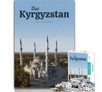 Visit Kyrgyzstan Jigsaw Puzzles for Adults 1000 Pieces,Challenging To Complete But Fun And Humorous with Matching Poster And Trivia Sheet 50x75cm