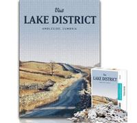 Visit Lake District Adult Jigsaw Puzzles 1000 Pieces,Staycation Kill Time Every Piece Is Unique - Challenging Family Fun Game 50x75cm