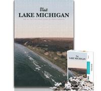 Visit Lake Michigan Puzzles for Teenagers Teens 1000pc Puzzle,Pattern Assembly Fun at Home Activities,Birthday Present,Travel Gifts 75x50cm
