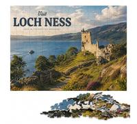 Visit Loch Ness Wooden Adult Puzzle 500 Pieces | Jigsaw Puzzle Gift: screen-free family activity, tabletop activity for adults.