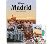 Visit Madrid Adult Jigsaws 1000 Pieces Difficult,Learning Educational Toys Family Games Gifts for Friends And Family 75x50cm