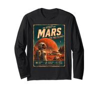 Visit Mars The Red Planet Retro Space Astronaut Poster Style Long Sleeve T-Shirt