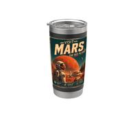 Visit Mars The Red Planet Retro Space Astronaut Poster Style Stainless Steel Insulated Tumbler