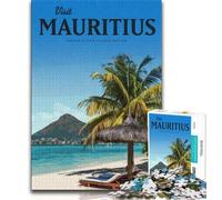 Visit Mauritius Jigsaw Puzzles for Adults 1000 Piece,Challenging Game Toys Every Piece Is Unique - Challenging Family Fun Game 38x26cm