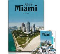 Visit Miami 1000 Piece Jigsaw Puzzles for Adults & Teens,Educational Game Challenge Toy Wall Decoration Unique Birthday And Xmas Gifts 75x50cm