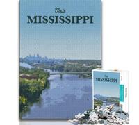 Visit Mississippi 1000 Piece Jigsaw Puzzle for Adults And Teenagers,Quiz Game Wall Decoration Unique Birthday And Xmas Gifts 38x26cm