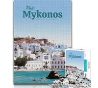 Visit Mykonos Adult Jigsaws 1000 Pieces Difficult,Learning Educational Toys Family Games Gifts for Friends And Family 38x26cm