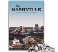 Visit Nashville Puzzles 1000 Pieces for Adults, for And 14 Years And over Brainteaser Family Games Christmas Birthday Gifts 1000pcs(26x38cm)