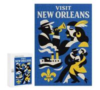 Visit New Orleans Vintage Poster Jigsaw Puzzle for Adults And Families, 300 PCS, A Creative Way to Unwind after A Busy Day, for Quiet Evenings