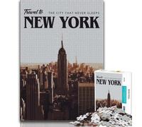 Visit New York Jigsaw Puzzles for Teenagers 1000 Piece Puzzle,Game Toys Every Piece Is Unique - Challenging Family Fun Game 75x50cm
