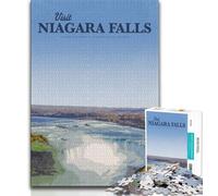 Visit Niagara Falls Adult Jigsaw Puzzles 1000 Pieces,Staycation Kill Time Every Piece Is Unique - Challenging Family Fun Game 38x26cm