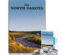 Visit North Dakota Jigsaw Puzzles 1000 Pieces for Adults Teens,Help The Brain Exercise Addictive Toys to Cultivate Patience Parent-child Interaction 50x75cm