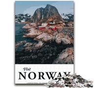 Visit Norway Adult Jigsaw Puzzles 1000 Pieces, Toys Educational Games Stress Relieving Secret Santa Gifts for And Age 14 1000pcs (26x38cm)