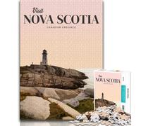 Visit Nova Scotia 1000 Piece Jigsaw Puzzles for Teenagers,Challenging Game And Family Play with Fully Interlocking Randomly Shaped Pieces 38x26cm