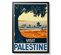 Visit Palestine Print, Middle East Travel Poster, Vintage Postcard Wall Art, Retro tourism Home Decor Gift Idea, Archival Matte, A4 (Framed) - 29.7x21cm